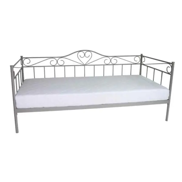 łóżko metalowe szare 90x200